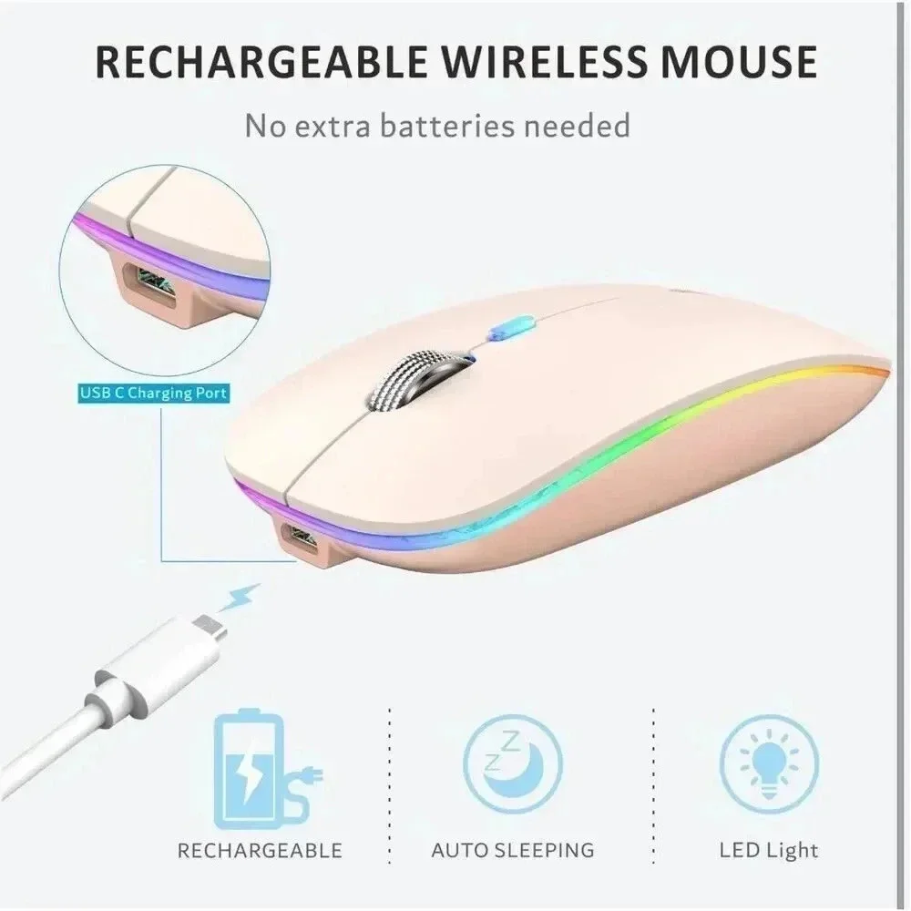 LED Wireless Mouse G12 Slim Rechargeable Silent Mouse 2.4G Portable Optical‎